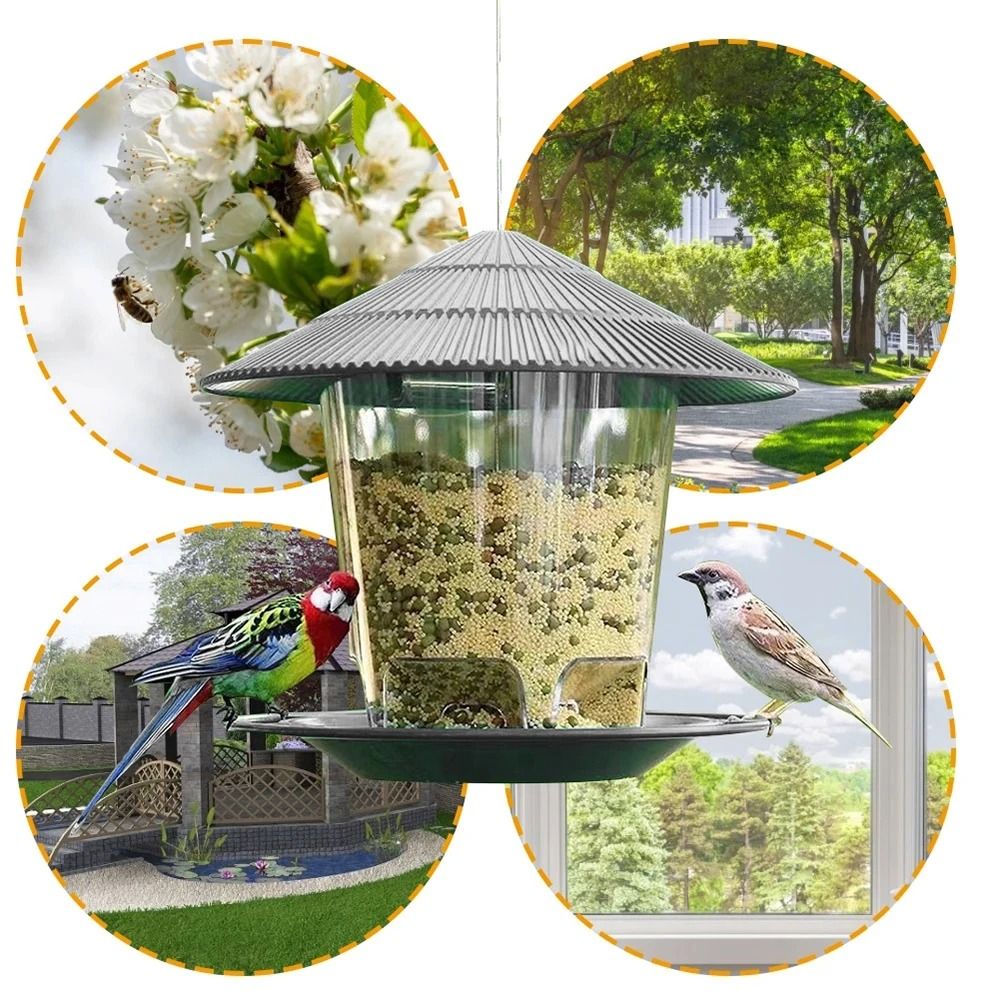 Outdoor Hanging Bird Feeder Gazebo Style With Rope For Wild Birds And Garden Decor 4