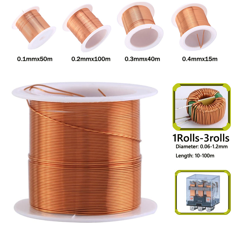 Enameled Magnet Copper Wire Coil Winding Cable, Lacquered Copper Wire for Transformer Motor Soldering Projects