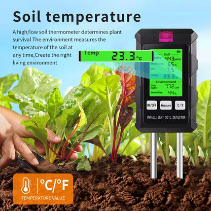 6 in 1 Digital Soil Tester Multifunctional Soil PH Detector Moisture Fertility pH Temperature Humidity Light Meter for G