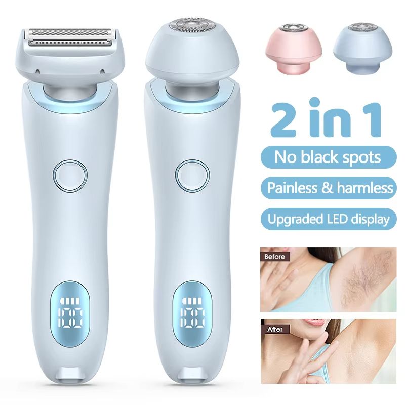 Portable Waterproof 2 In 1 Painless Shaving Knife Lady Private Part Hair Shaver Trimmer Epilator Bikini Trimmer Electric