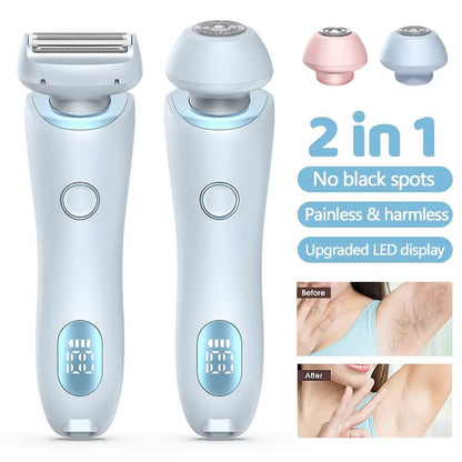 Portable Waterproof 2 In 1 Painless Shaving Knife Lady Private Part Hair Shaver Trimmer Epilator Bikini Trimmer Electric