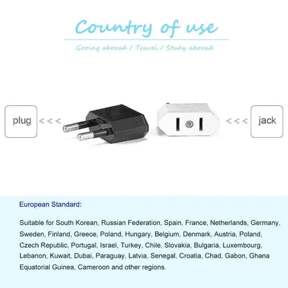 Plug Adapter, Travel Power Converter Euro Socket Electrical Outlet Charger for American to European Use