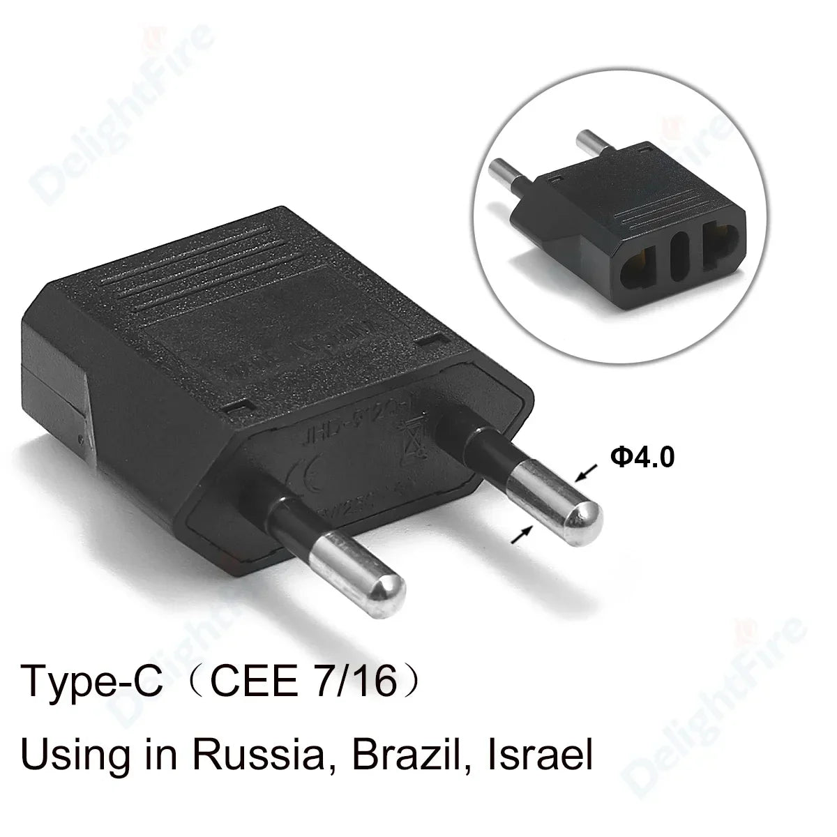 Plug Adapter, Travel Power Converter Euro Socket Electrical Outlet Charger for American to European Use