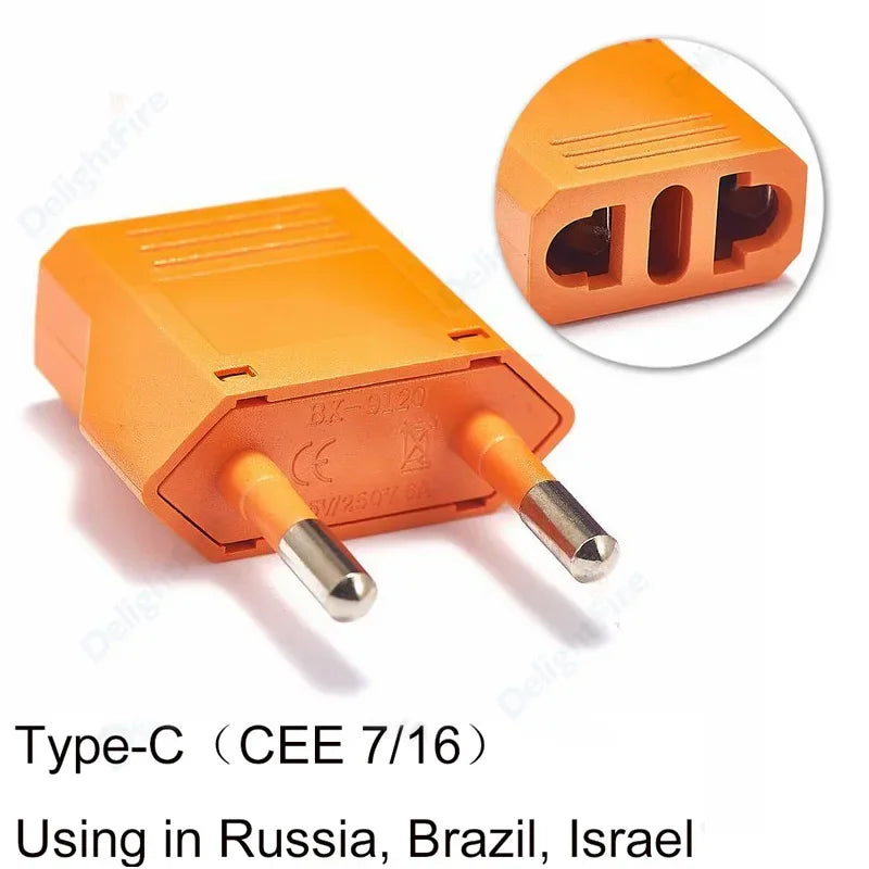 Plug Adapter, Travel Power Converter Euro Socket Electrical Outlet Charger for American to European Use