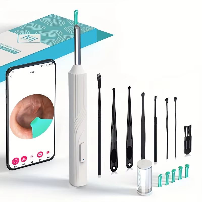 Smart HD Ear Wax Remover With Camera  1080P Otoscope  LED Ear Cleaner Set 4