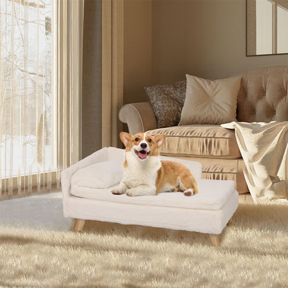 Elevated Pet Bed with Cushion Mattress & Sturdy Wood Legs, Waterproof Cozy Nordic Pet Stool for Small Dogs & Kittens