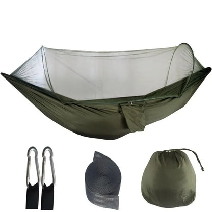 Outdoor Camping Hammock With Mosquito Net, Lightweight Hanging Hammocks in High-Strength Parachute Fabric for Adventures