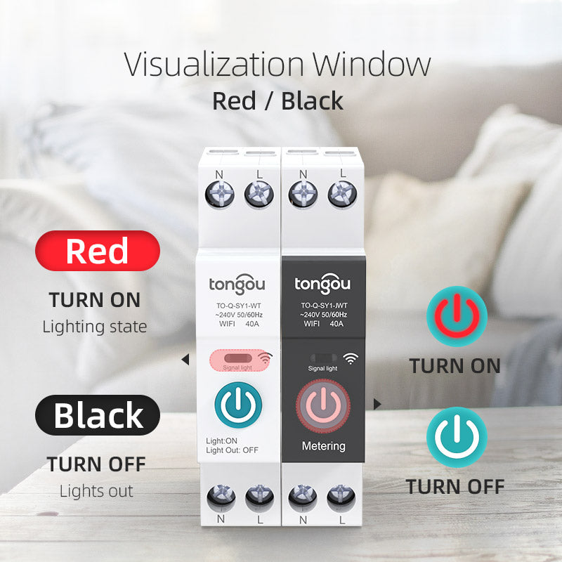 Smart Home Tuya WiFi Circuit Breaker Switch 63A 1P Din Rail With Metering, Remote Control Timer, Works With Smart Life