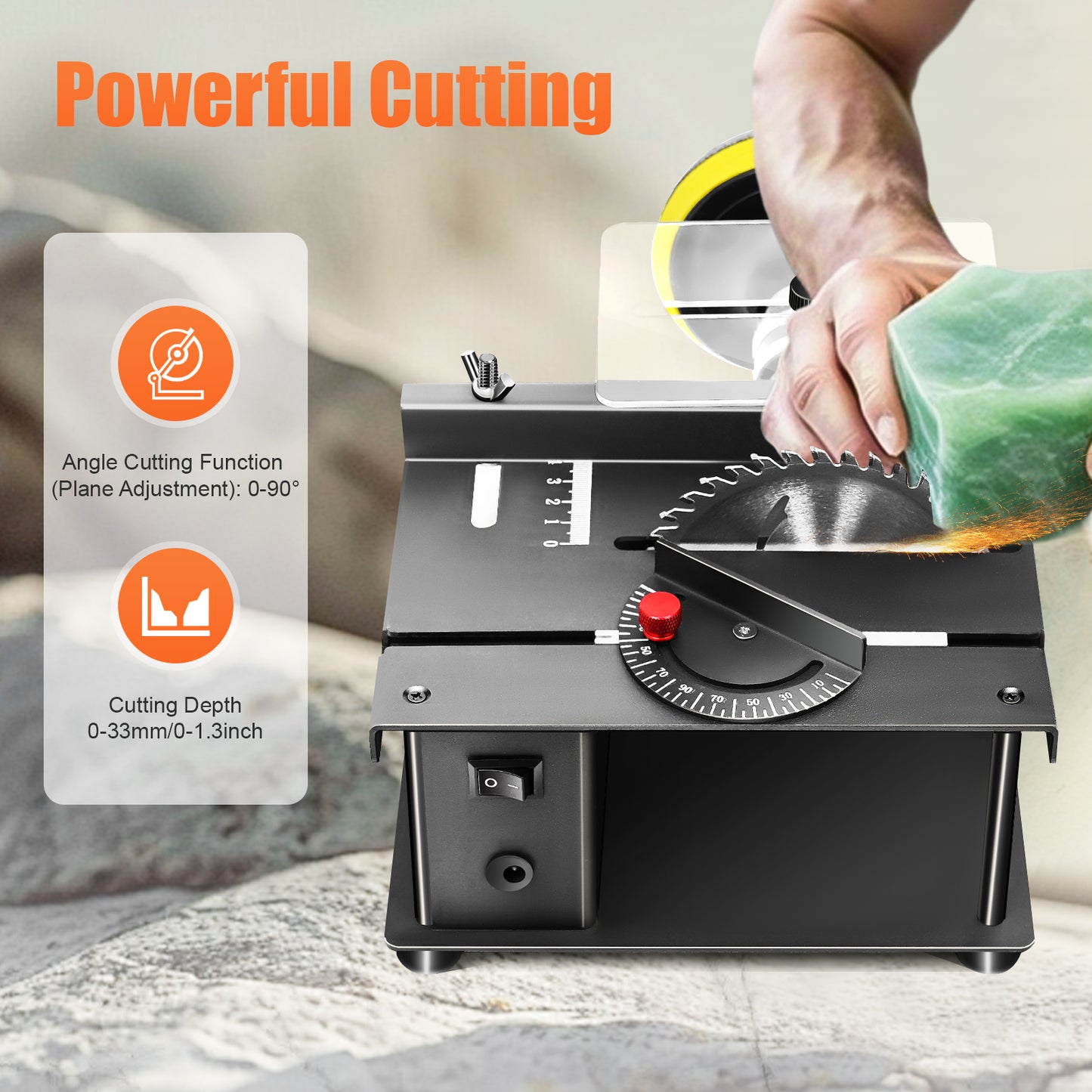 200W Cutting Tool Machine Mini Table Saw Multi-Functional Cutting Bench with 7-Speed Adjustable & 0-90° Angle Cutting