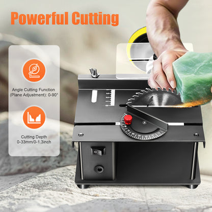 200W Cutting Tool Machine Mini Table Saw Multi-Functional Cutting Bench with 7-Speed Adjustable & 0-90° Angle Cutting