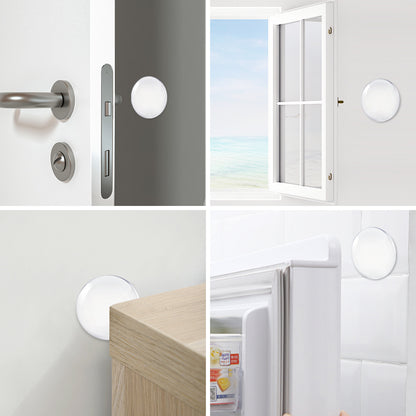 Self-Adhesive Round Transparent Silicone Door Stopper Wall Protector, Non-slip Muffler Plug for Handle Impact Protection
