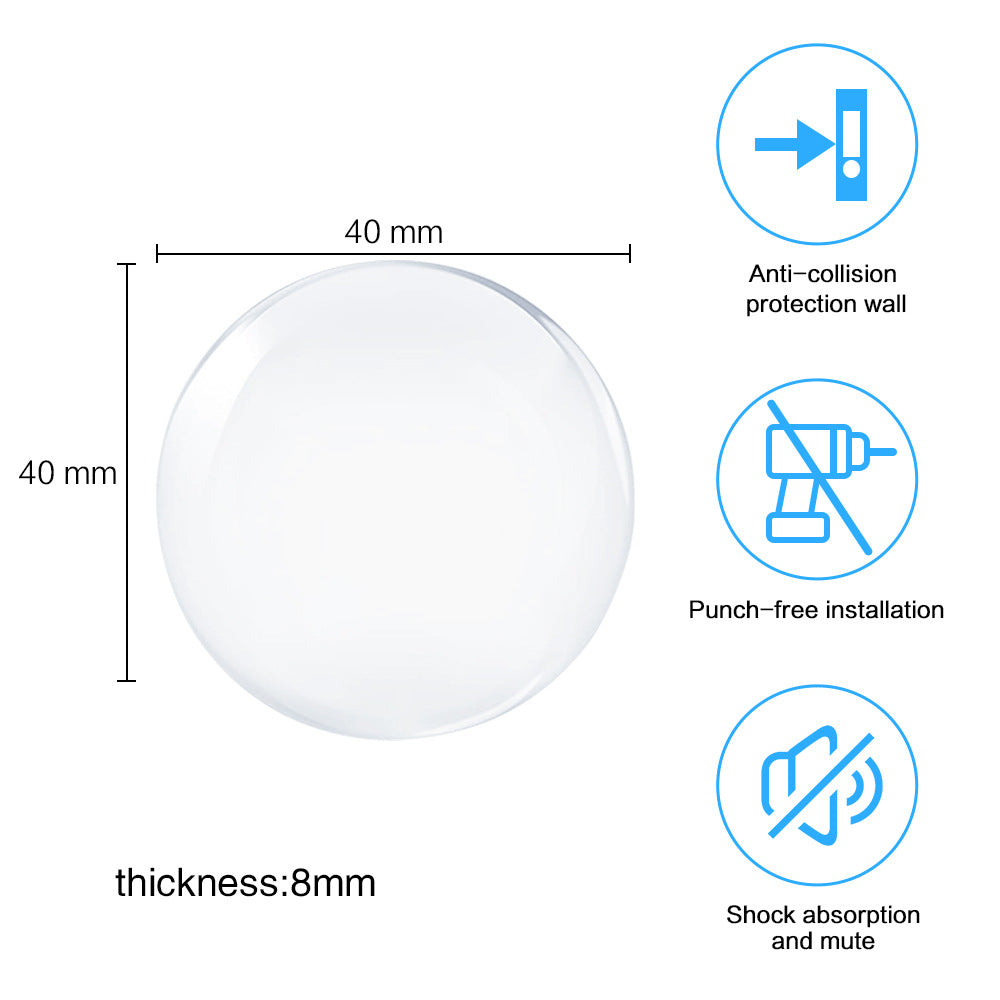 Self-Adhesive Round Transparent Silicone Door Stopper Wall Protector, Non-slip Muffler Plug for Handle Impact Protection