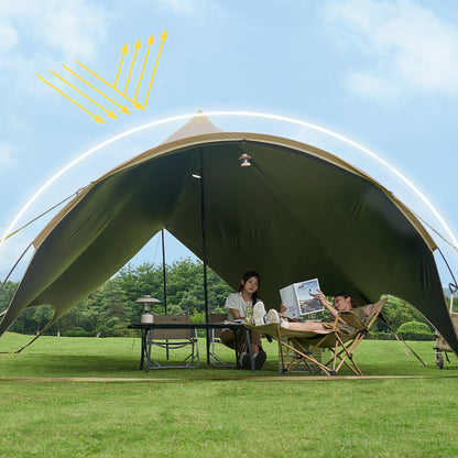 Garden Camping Black Coating Tarp Rainproof & UV Resistant Large Space Sunshade, Hexagonal Butterfly Sun Shelter