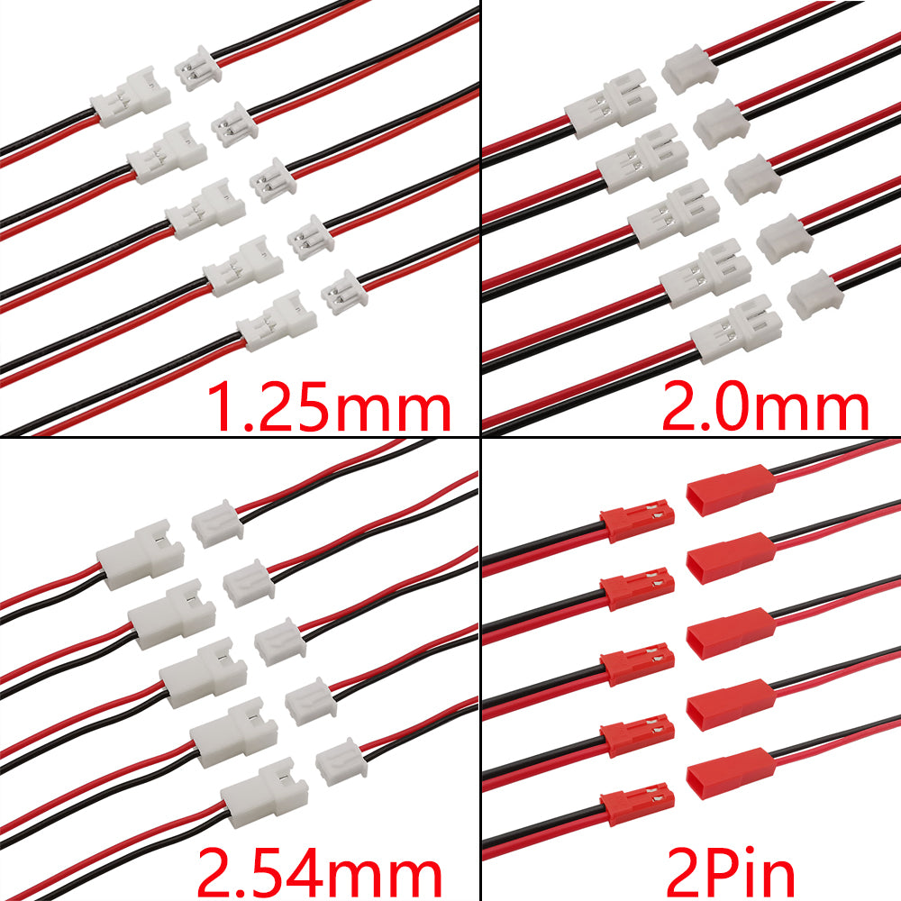 Mini JST 2 Pin Plug Jack Connector Cable Set, Male Female Electronic JST