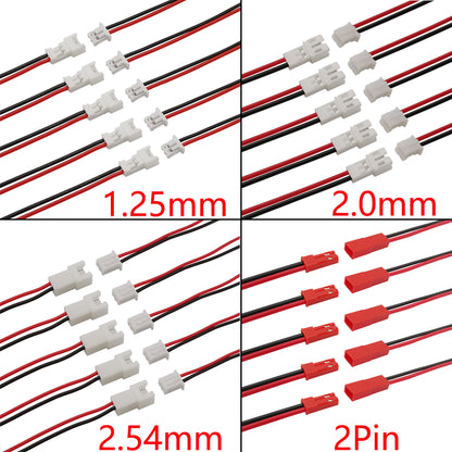 Mini JST 2 Pin Plug Jack Connector Cable Set, Male Female Electronic JST