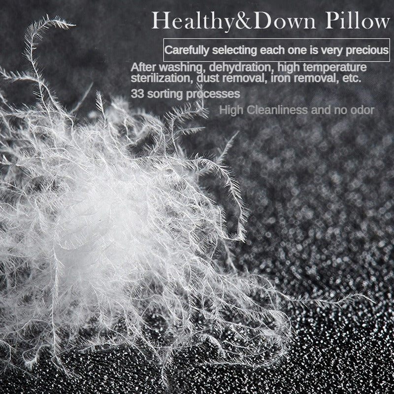 Luxury Goose Down Pillow White Cotton Pillow Cover Rectangle, 5-Star Hotel Sleep Experience with Low-Mid-high Pillows