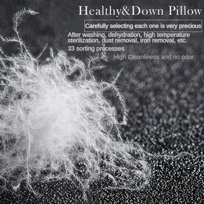 Luxury Goose Down Pillow White Cotton Pillow Cover Rectangle, 5-Star Hotel Sleep Experience with Low-Mid-high Pillows