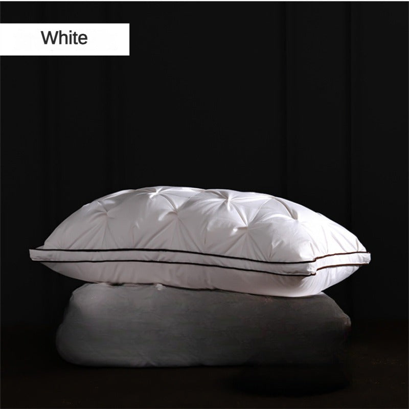 Luxury Goose Down Pillow White Cotton Pillow Cover Rectangle, 5-Star Hotel Sleep Experience with Low-Mid-high Pillows