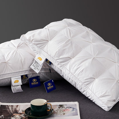 Luxury Goose Down Pillow White Cotton Pillow Cover Rectangle, 5-Star Hotel Sleep Experience with Low-Mid-high Pillows