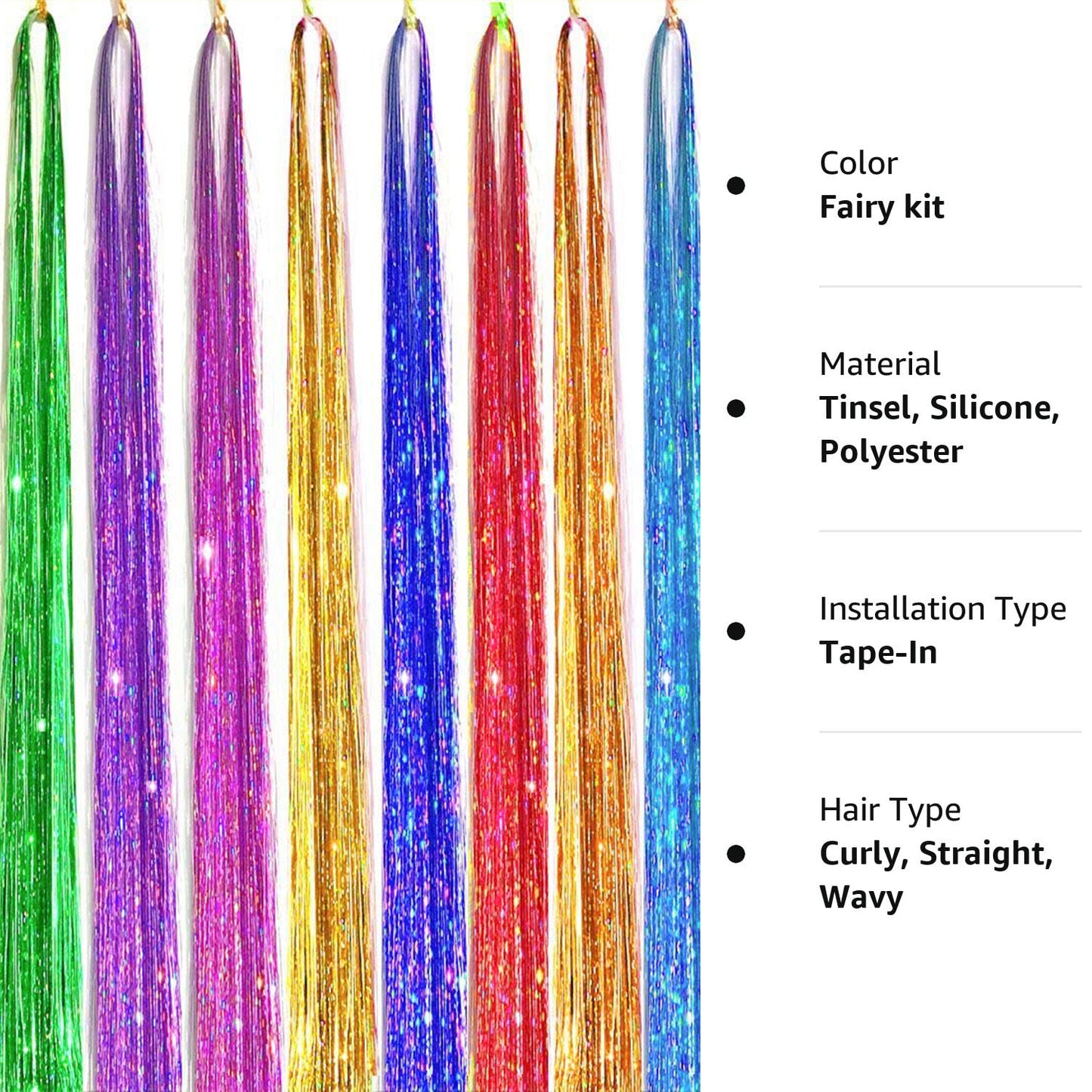 Long Sparkle Hair Tinsel Extension Glitter Shiny Strands For Women Braiding Headdress Party Hippie  1