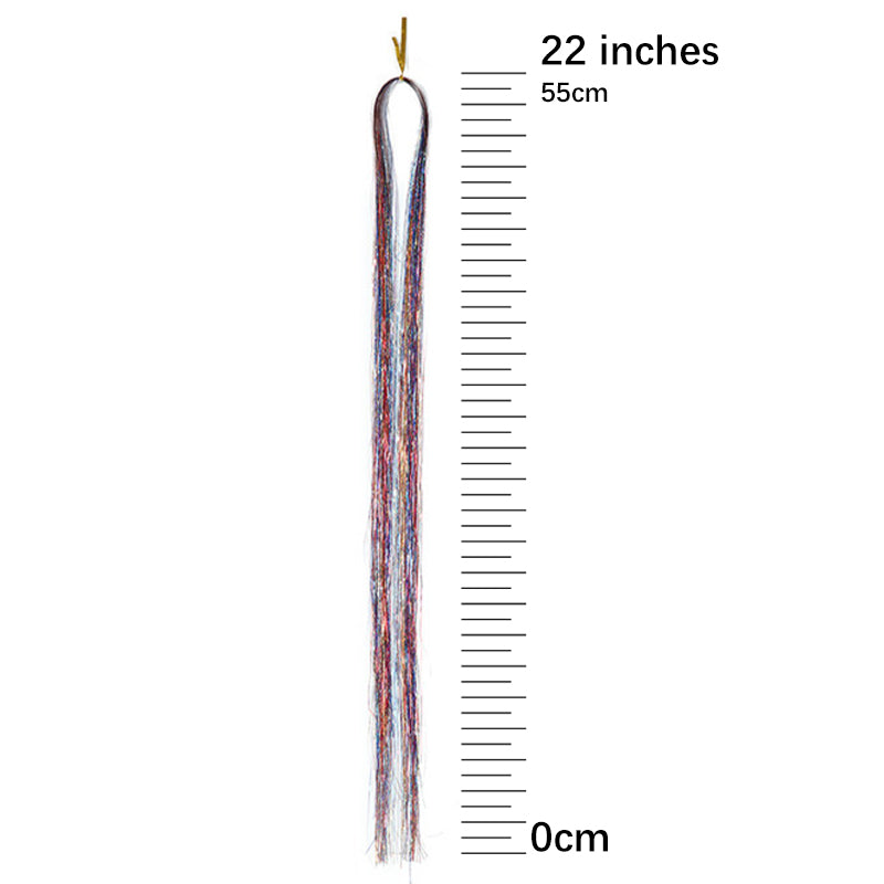 Long Sparkle Hair Tinsel Extension Glitter Shiny Strands For Women Braiding Headdress Party Hippie  4