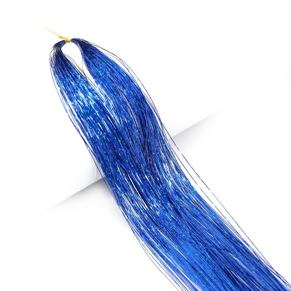 Long Sparkle Hair Tinsel Extension Glitter Shiny Strands For Women Braiding Headdress Party Hippie  6