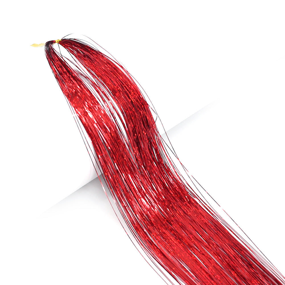 Long Sparkle Hair Tinsel Extension Glitter Shiny Strands For Women Braiding Headdress Party Hippie  10
