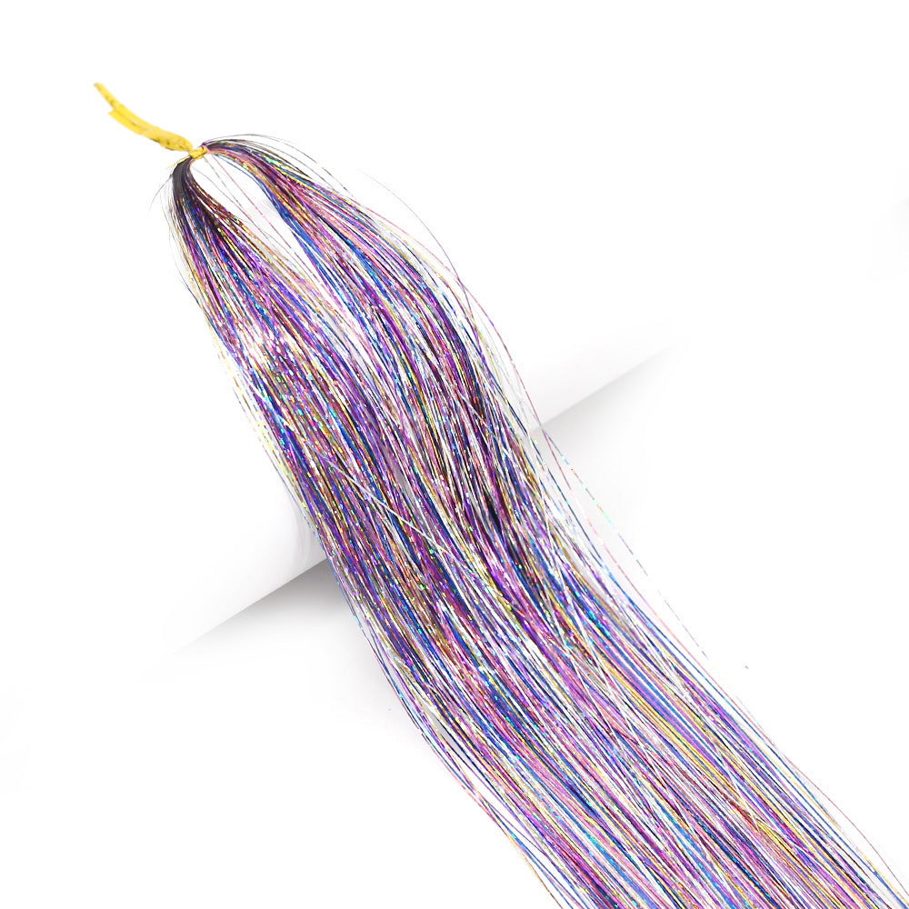 Long Sparkle Hair Tinsel Extension Glitter Shiny Strands For Women Braiding Headdress Party Hippie  11