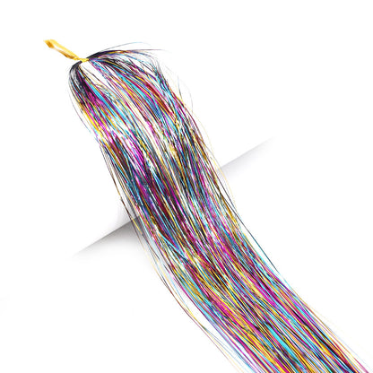 Long Sparkle Hair Tinsel Extension Glitter Shiny Strands For Women Braiding Headdress Party Hippie  12