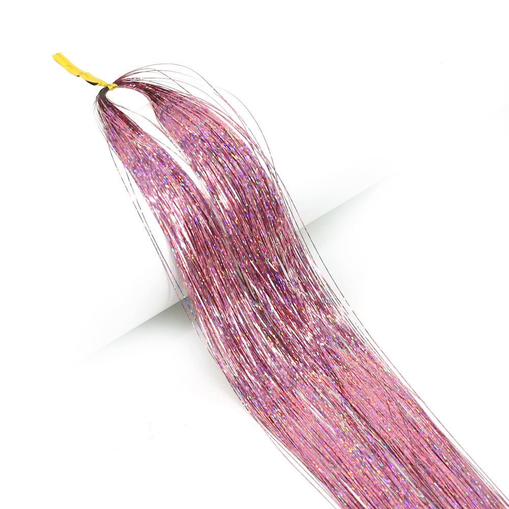 Long Sparkle Hair Tinsel Extension Glitter Shiny Strands For Women Braiding Headdress Party Hippie  14