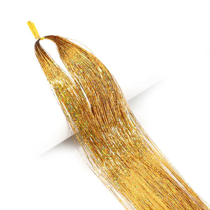 Long Sparkle Hair Tinsel Extension Glitter Shiny Strands For Women Braiding Headdress Party Hippie  15