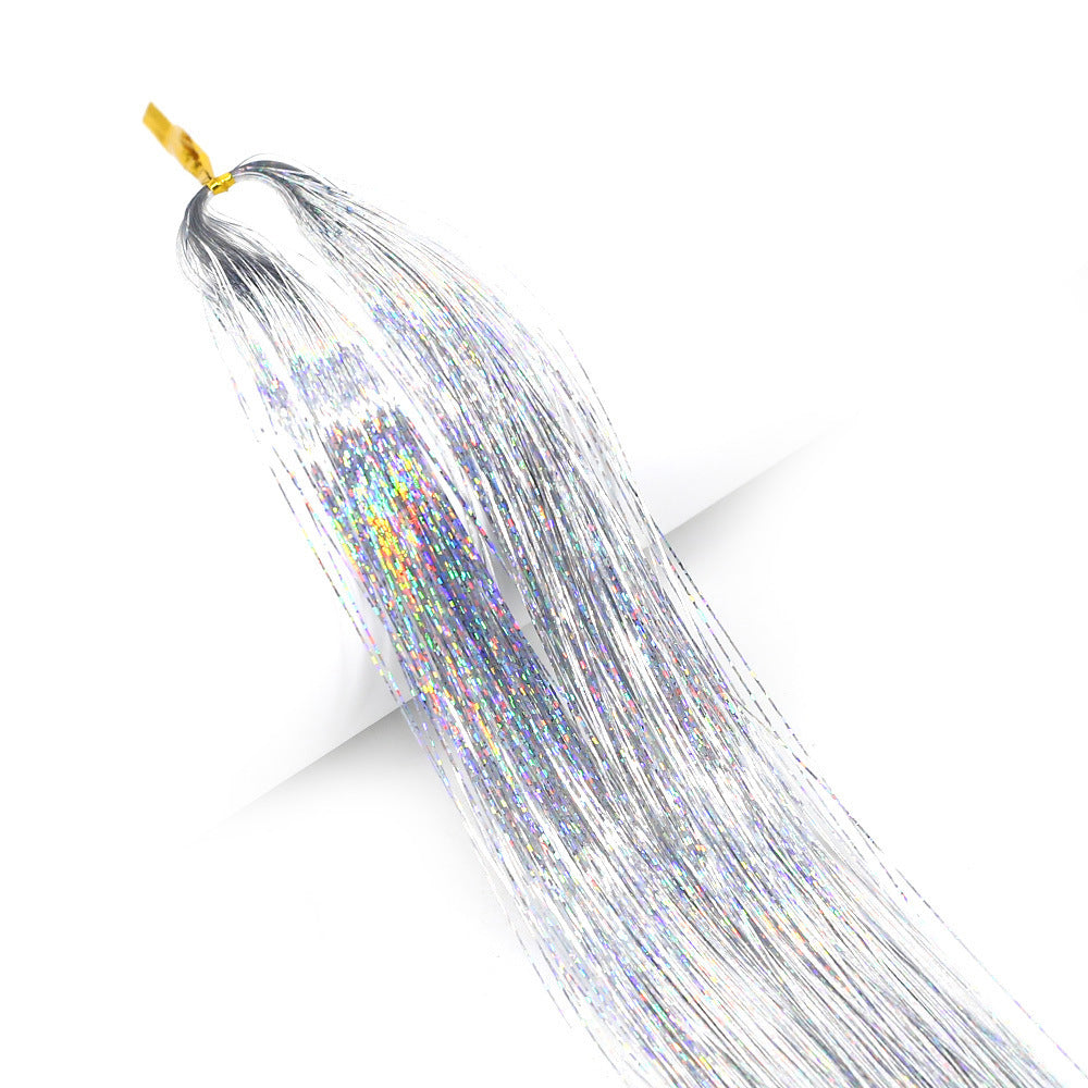 Long Sparkle Hair Tinsel Extension Glitter Shiny Strands For Women Braiding Headdress Party Hippie  18