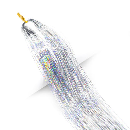 Long Sparkle Hair Tinsel Extension Glitter Shiny Strands For Women Braiding Headdress Party Hippie  18