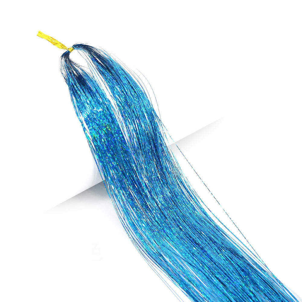 Long Sparkle Hair Tinsel Extension Glitter Shiny Strands For Women Braiding Headdress Party Hippie  19