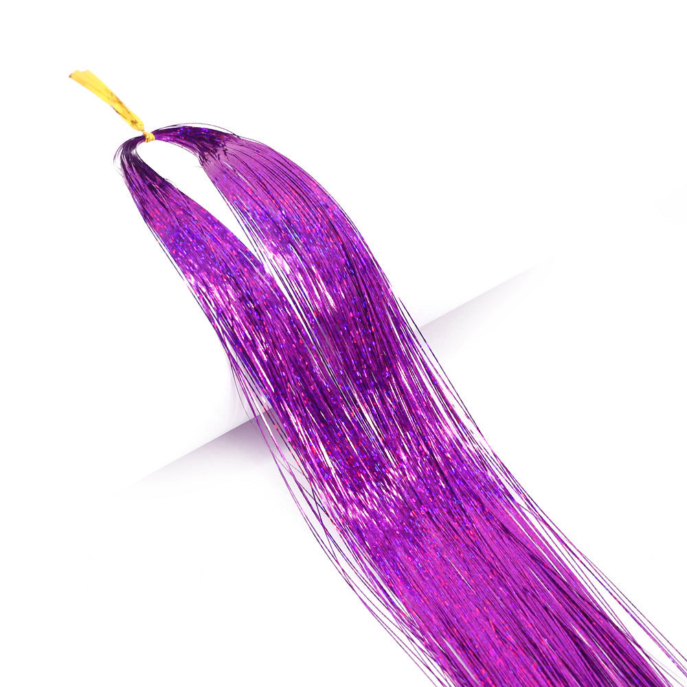 Long Sparkle Hair Tinsel Extension Glitter Shiny Strands For Women Braiding Headdress Party Hippie  21