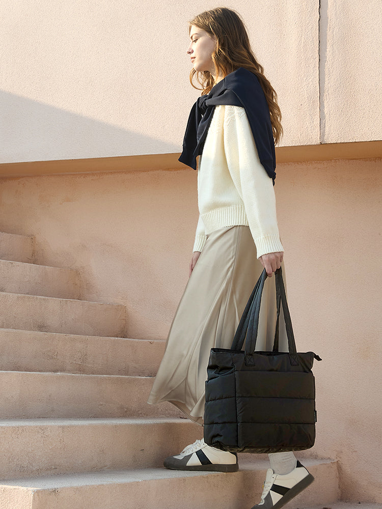 Spacious Women's Bag Large Capacity Solid Color Tote Bag, Versatile Handbag for Commuter, Work, Student, Class, Shopping
