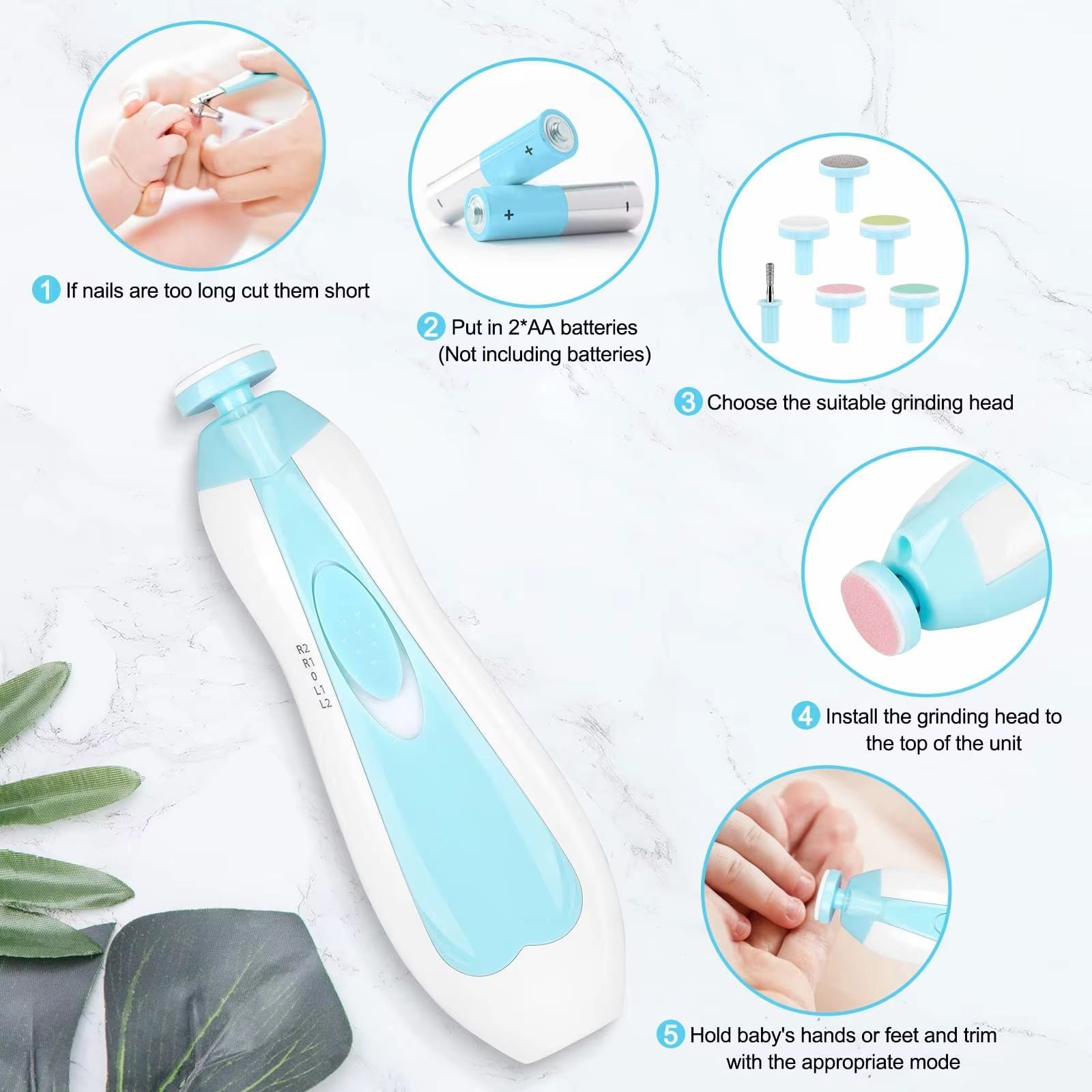 GentleTouch Baby Nail Trimmer  Safe Electric Nail Polisher  Infant Manicure Tool Set 2