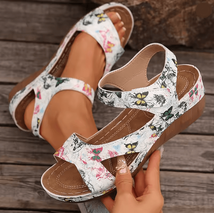 BreezeStride Soft Heel Peep Toe Wedge Sandals