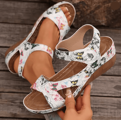 BreezeStride Soft Heel Peep Toe Wedge Sandals