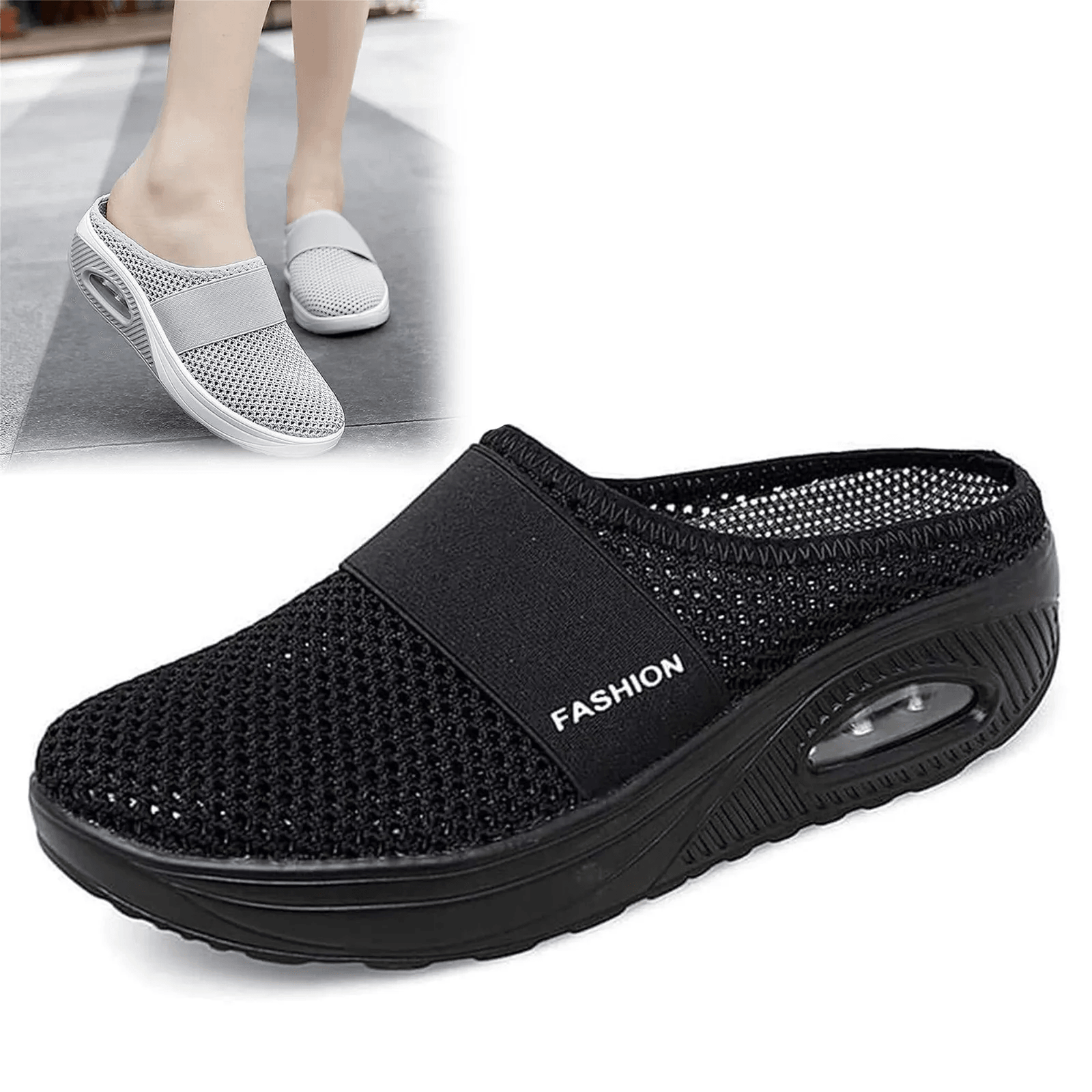 Womens SlipOn Mesh Walking Sandals With Arch Support And Soft Sole 6
