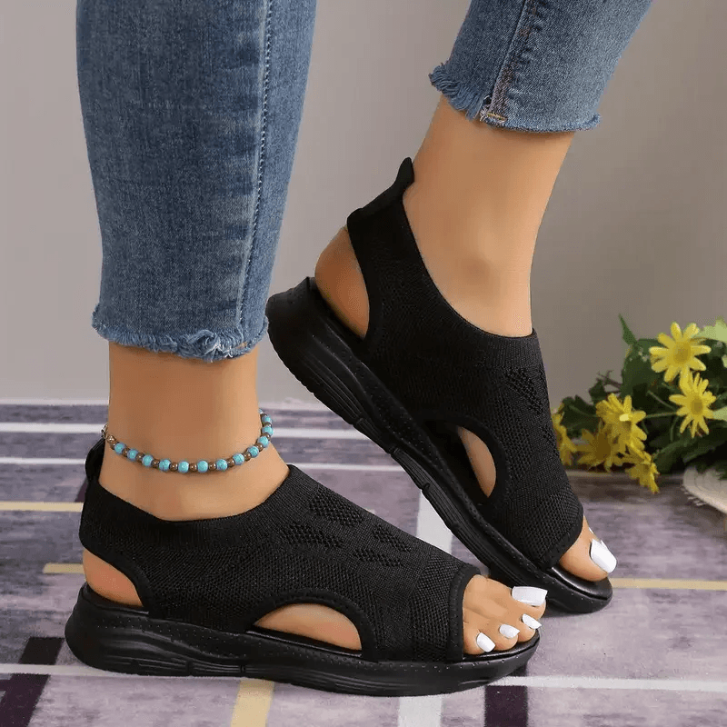 Womens Mesh Open-Toe Sport Sandals with Thick Sole and Breathable Comfort