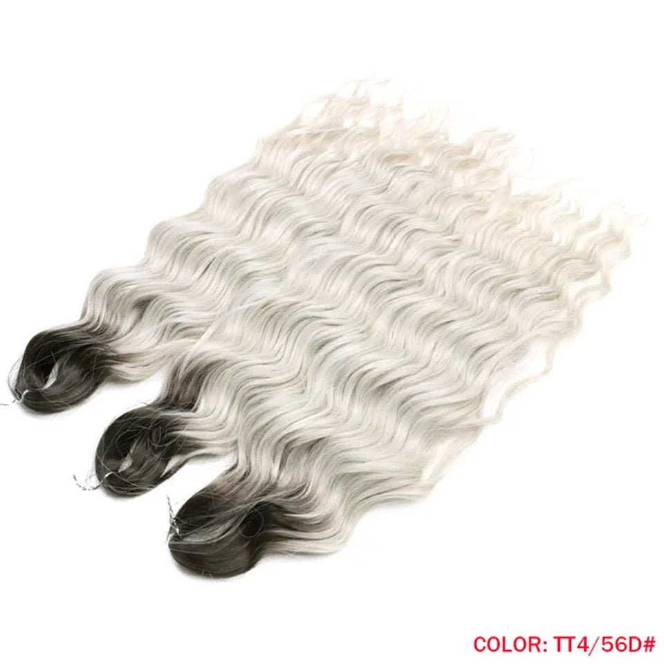 Noble Hair Synthetic Loose Deep Wave Braiding Hair Extensions Ombre Blonde Twist Crochet Curly Water Wave Braid