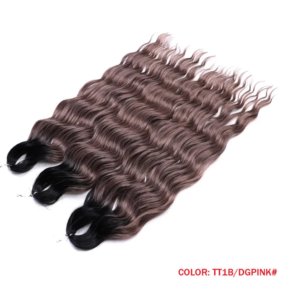Noble Hair Synthetic Loose Deep Wave Braiding Hair Extensions Ombre Blonde Twist Crochet Curly Water Wave Braid