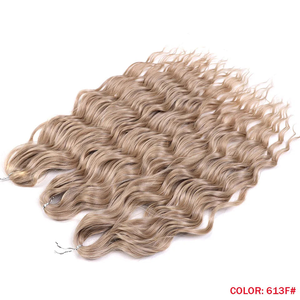 Noble Hair Synthetic Loose Deep Wave Braiding Hair Extensions Ombre Blonde Twist Crochet Curly Water Wave Braid