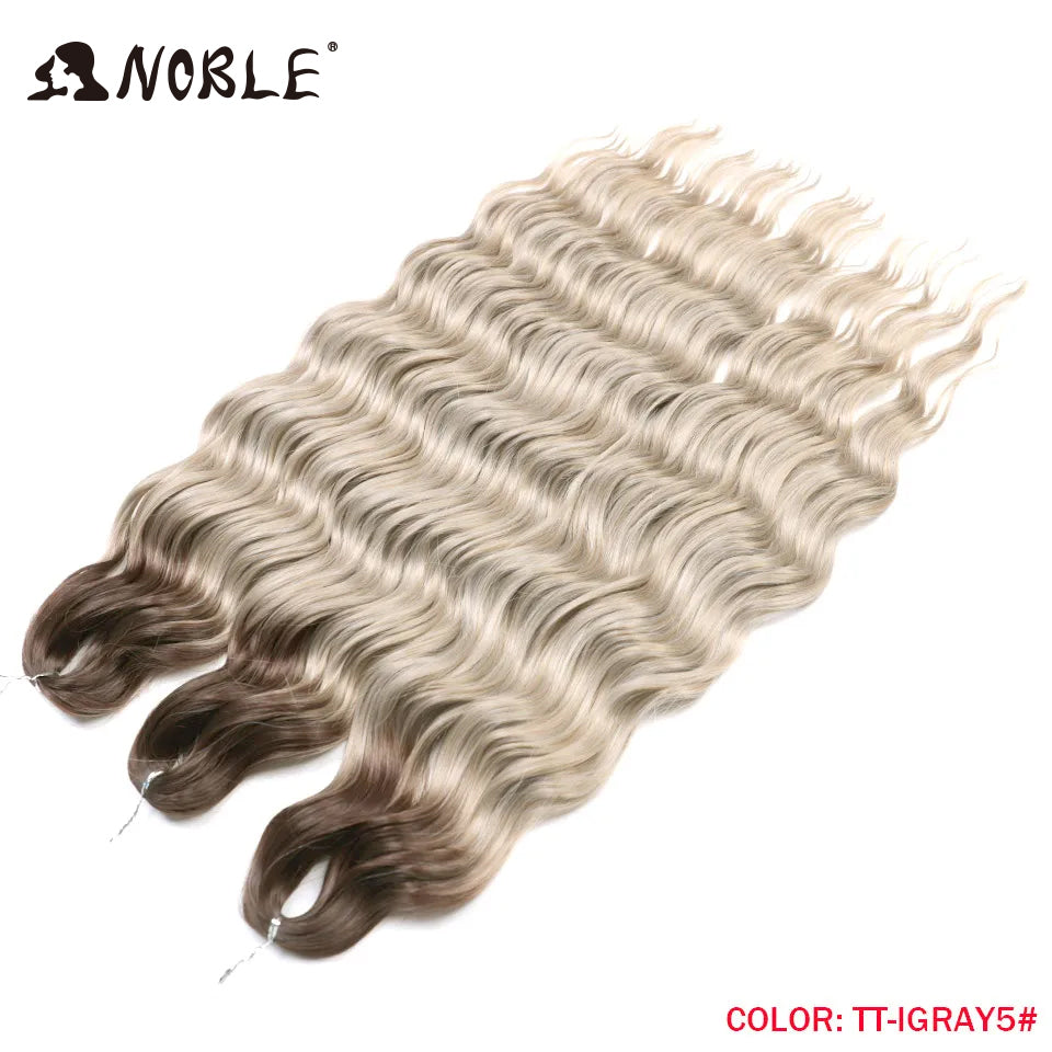 Noble Hair Synthetic Loose Deep Wave Braiding Hair Extensions Ombre Blonde Twist Crochet Curly Water Wave Braid