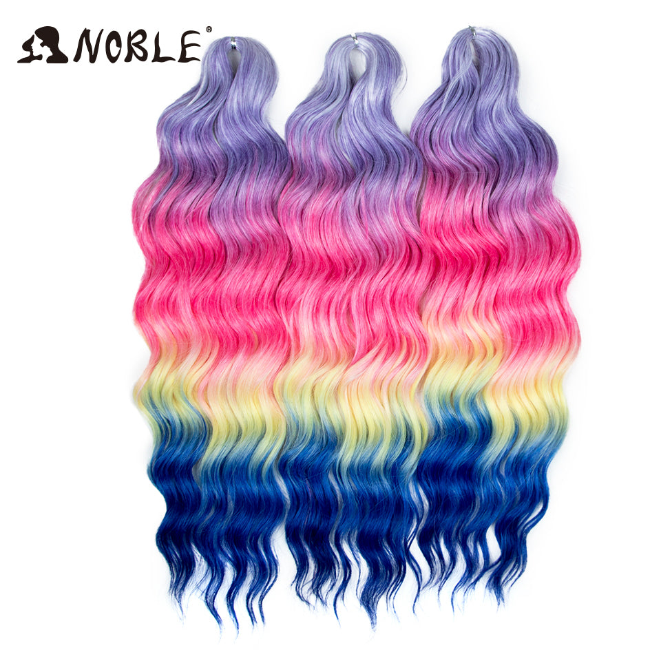 Noble Hair Synthetic Loose Deep Wave Braiding Hair Extensions Ombre Blonde Twist Crochet Curly Water Wave Braid