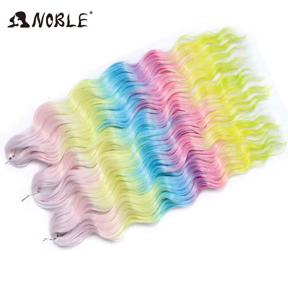 Noble Hair Synthetic Loose Deep Wave Braiding Hair Extensions Ombre Blonde Twist Crochet Curly Water Wave Braid
