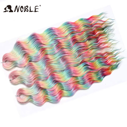 Noble Hair Synthetic Loose Deep Wave Braiding Hair Extensions Ombre Blonde Twist Crochet Curly Water Wave Braid