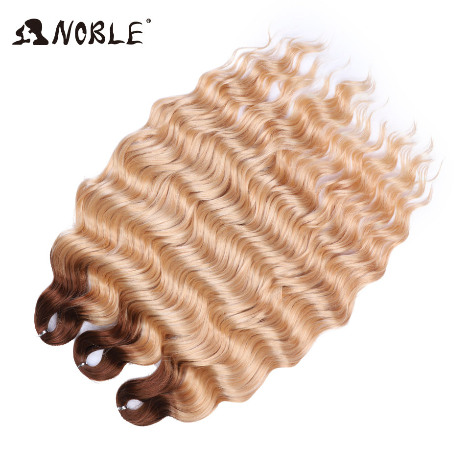 Noble Hair Synthetic Loose Deep Wave Braiding Hair Extensions Ombre Blonde Twist Crochet Curly Water Wave Braid