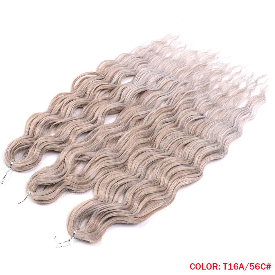 Noble Hair Synthetic Loose Deep Wave Braiding Hair Extensions Ombre Blonde Twist Crochet Curly Water Wave Braid